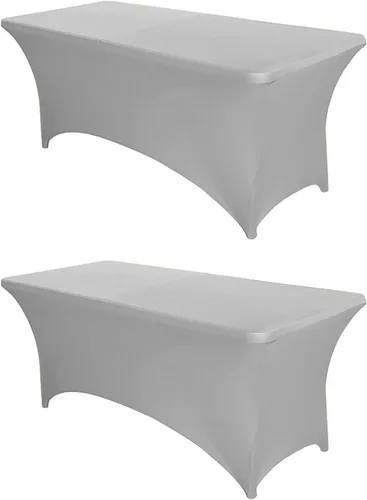 Miniatura 40 de PTC21B - Juego de 6 manteles elásticos de 6 pies, color negro, rectangular, ajustable, lavable, de elastano, para fiestas, bodas, cócteles