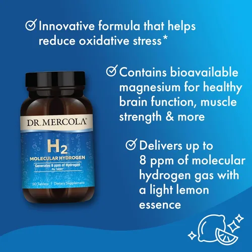 Miniatura 4 de Dr. Mercola Hidrógeno Molecular H2 - Apoya el Envejecimiento Saludable, la Energía Celular y la Salud del Cerebro - con Magnesio Elemental - Sin