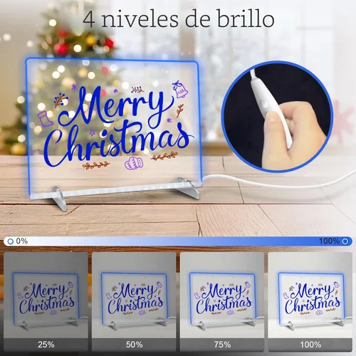 Miniatura 5 de Tablero de dibujo LED con 8 colores, pizarra acrílica de borrado en seco de 13 x 10 pulgadas con 13 efectos de luz, tablero de garabatos brillantes