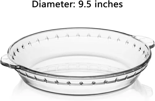 Miniatura 2 de Sweejar Molde de vidrio para hornear (paquete de 2), plato redondo para hornear de 9.5 pulgadas para cena, plato antiadherente con borde ondulado