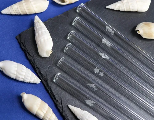 Miniatura 4 de HALM - Pajitas de vidrio – Edición caridad Sea Life – Pajitas reutilizables de 6 x 8 pulgadas con animales del océano – Diseño lindo – Apto