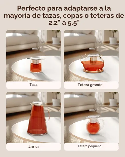 Miniatura 4 de Reinmoson Coladores y Filtros Grandes para Té Suelto de Una Taza, Infusores de Té de Malla Extra Fina de Acero Inoxidable 304 y Silicona de Grado