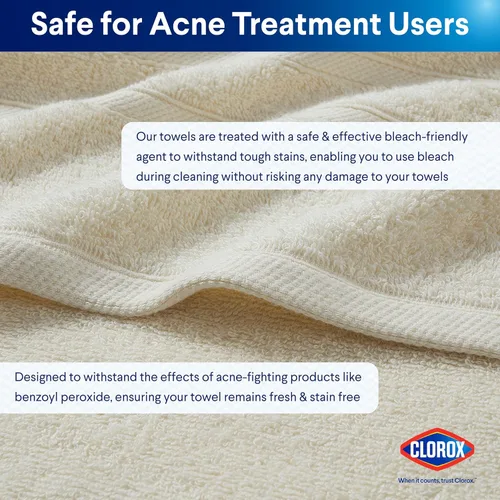 Miniatura 3 de CLOROX Toallitas de baño 100% algodón aptas para usar blanqueador, de secado rápido (12" x 12"), altamente absorbentes, suaves y ligeras, ideales