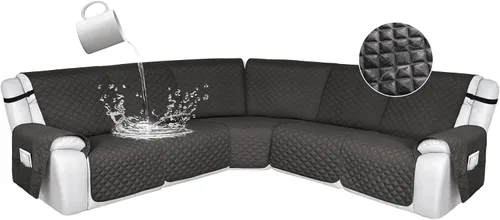Miniatura 42 de HDCAXKJ Fundas de sofá seccional reclinable 100% impermeable, forma de L, funda de sofá reclinable lavable acolchada suave para mascotas, perro