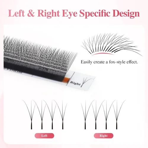 Miniatura 63 de NAGARAKU Extensiones de pestañas falsas en forma de W de 4D, suaves y naturales, con volumen, rizado D, 0.07mm, mezcla de 8-15mm, abanico 0.07-D 4D W