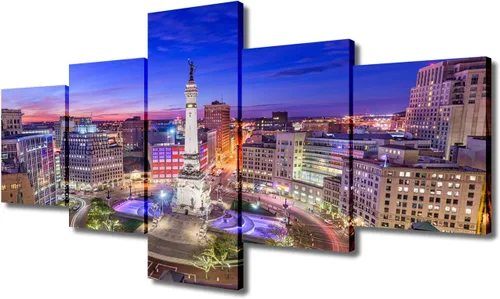 Miniatura 90 de TUMOVO Fotos en lienzo de Estados Unidos, Cincinnati, Ohio, Skyline at Dusk para tu sala de estar, impresiones de paisaje urbano de rascacielos