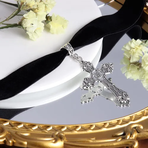 Miniatura 4 de Gargantilla para mujer, gargantilla negra, gargantilla gótica, gargantilla de terciopelo negro, gargantilla gótica, joyería gótica vintage para mujer