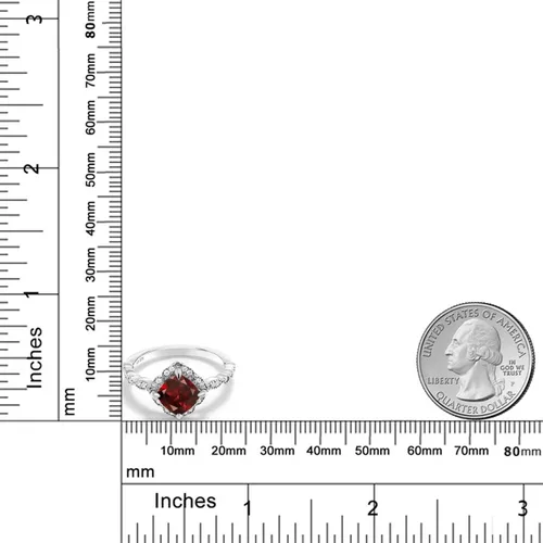 Miniatura 27 de Gem Stone King Anillo de compromiso solitario de moissanita blanca con piedra natal de corte cojín de 0.276 in para mujer, plata de ley 925