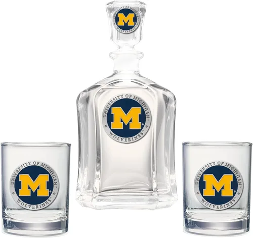 Miniatura 18 de Heritage Pewter Juego de decantador Appalachian State con 2 vasos combinados, vertedor de 24 onzas con 2 vasos dobles antiguos, vidrio de peltre