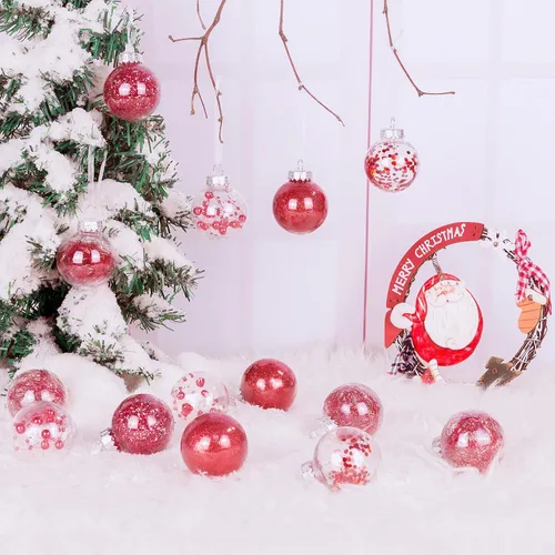 Miniatura 5 de 24 unidades - Adornos de esferas de Navidad de plástico transparente inastillable, delicados, para colgar, adornos de bolas de Navidad
