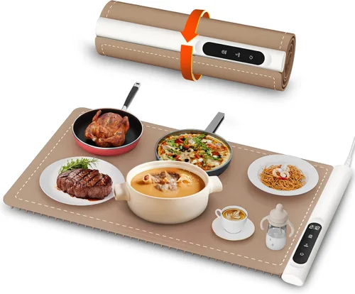 Miniatura 14 de Newise Tapete de calentamiento de grafeno mejorado para alimentos, bandeja de calentamiento eléctrico de calentamiento rápido con 6 ajustes