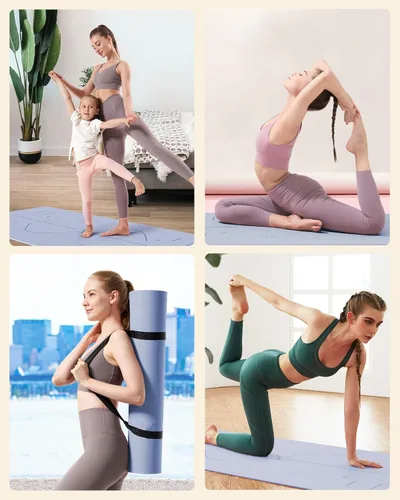 Miniatura 8 de YOTTOY Esterilla de Yoga, 72"x 32"x1/3" Extra Ancha Antideslizante para Ejercicio Fitness Yoga, Esterillas Ecológicas de TPE para Ejercicio para Nilo