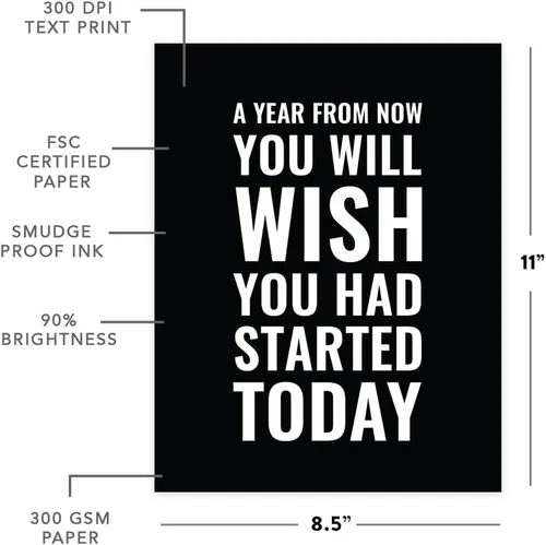 Miniatura 5 de Andaz Press Colección de arte de pared Gym Fitness, 8.5 x 11 pulgadas, impresión de póster con texto en inglés "A Year From Now You Will Wish You