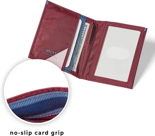 Miniatura 3 de Allett Cartera híbrida para tarjetas, morera, nailon, bloqueo RFID, diseño vertical, minimalista, plegable, soporte para tarjetas, resistente al