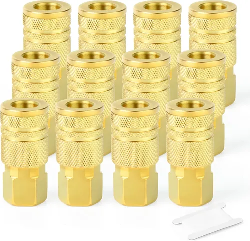 Miniatura 9 de GASHER 12PCS 1/2"MNPT Brass Industrial Coupler,1/4 Flow Quick Connect Air Coupler