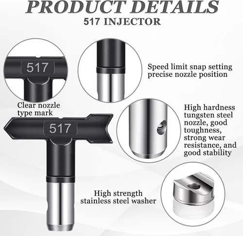 Miniatura 4 de Pistola de pintura sin aire de alta presión 3600PSI con puntas de boquilla 311 315 517, para pulverizadores sin aire Graco Titan (JW-122523)