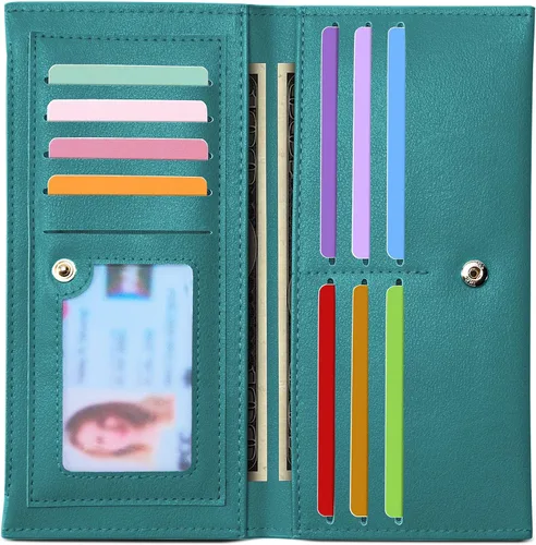 Miniatura 12 de Tipmile Cartera ultra delgada para mujer, cartera de cuero plegable para mujer, cartera RFID, cartera de bloqueo RFID para tarjetas de crédito