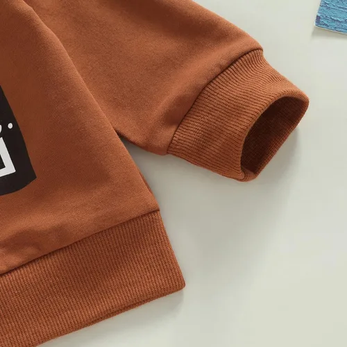 Miniatura 144 de Conjunto de 2 piezas de sudadera de manga larga con cuello redondo y pantalones casuales para bebés y niños pequeños