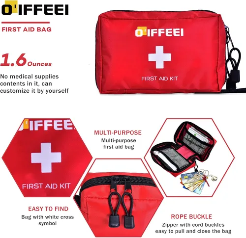 Miniatura 3 de O'IFFEEI Bolsa vacía pequeña de primeros auxilios, portátil para exteriores, camping, senderismo, mochileros, viajes. Bolsa médica pequeña