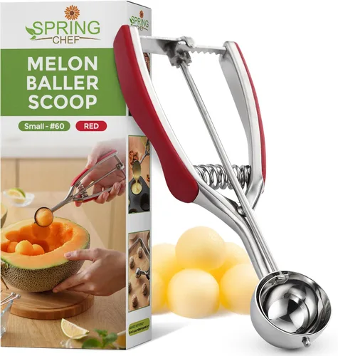 Miniatura 11 de Spring Chef Rojo Mediano 1.7 Cucharadas Cuchara para Galletas para Hornear - Cuchara Bolera para Melón de Acero Inoxidable #40 con Liberación