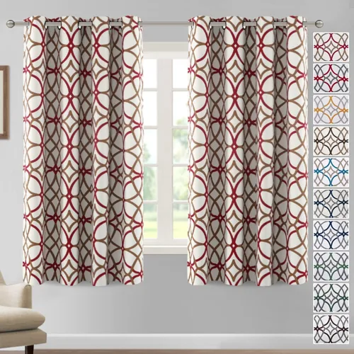 Miniatura 41 de H.VERSAILTEX Cortinas opacas con diseño impreso de 54 pulgadas de largo, juego de 2 paneles de cortinas con aislamiento térmico para dormitorio