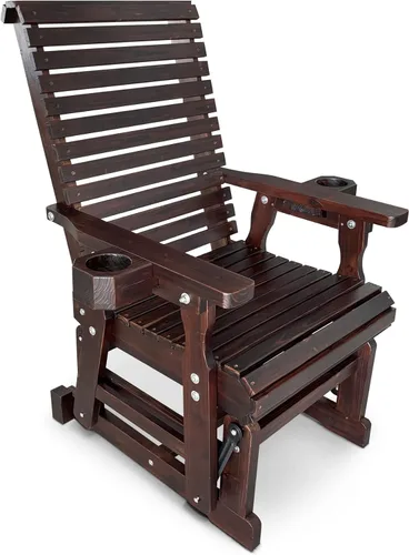Miniatura 12 de Fortune Candy Planeador de Patio con Portavasos, Respaldo Alto Reclinable y Asiento Contorneado Profundo, Capacidad 800 Libras (Marrón, 2 Plazas)
