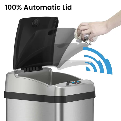 Miniatura 2 de iTouchless Cubo de basura de cocina con sensor de 13 galones con tapa, adaptador de CA y filtro de olor, cubo de basura platino de edición limitada