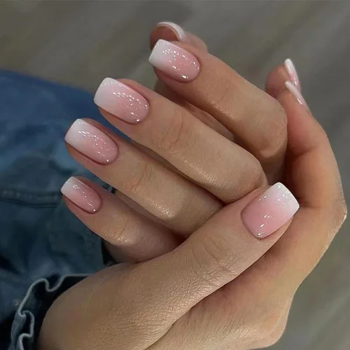 Miniatura 13 de 24 uñas postizas a presión de punta francesa, uñas acrílicas medianas falsas/falsas con diamantes de imitación de flores, diseños de punta francesa
