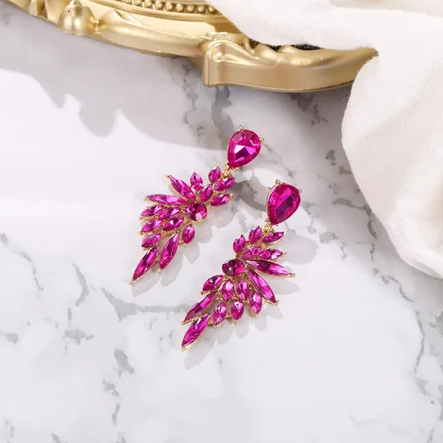 Miniatura 4 de BriLove Pendientes colgantes de cristal para mujer, diseño de lágrima de cristal para boda