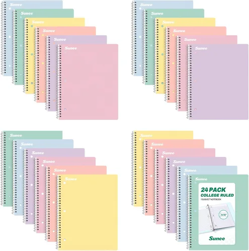 Miniatura 9 de SUNEE Cuadernos en espiral, paquete de 6, 1 materia, papel rayado universitario, 8 x 10-1/2 pulgadas, 70 hojas por cuaderno, cuadernos en espiral