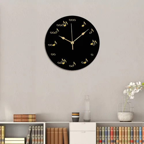 Miniatura 6 de ArogGeld The One of A Kind - Reloj de notas musicales con notas doradas, reloj artístico que no hace tictac, funciona con pilas, relojes decorativos
