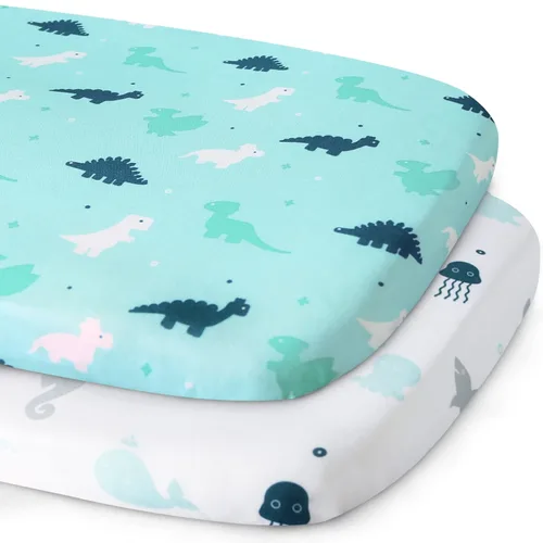 Sábana de cuna, paquete de 2 sábanas de cuna, sábanas de cuna ultra suaves para bebés niños o niñas, ajuste universal para cuna rectangular,