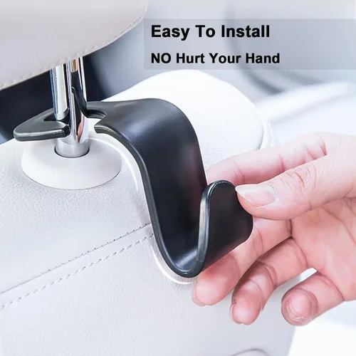 Miniatura 5 de Gancho para reposacabezas de asiento de automóvil, paquete de 4 ganchos para mochila de vehículos, organizador para bolsos, bolsos, ropa, gancho