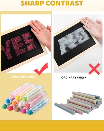 Miniatura 5 de Juego de tizas para acera con soporte para niños, 24 tizas lavables para niños pequeños en 12 colores para pizarra, dibujo, escritura, juguetes