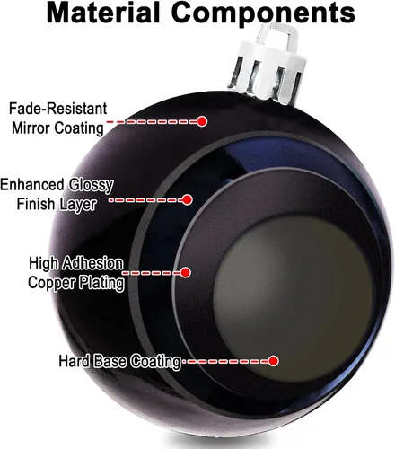 Miniatura 73 de AMS Esferas de Navidad de 2.36 pulgadas/60mm, 34 unidades, adornos grandes, decoraciones para fiestas, inastillables, colgantes festivos para Negro