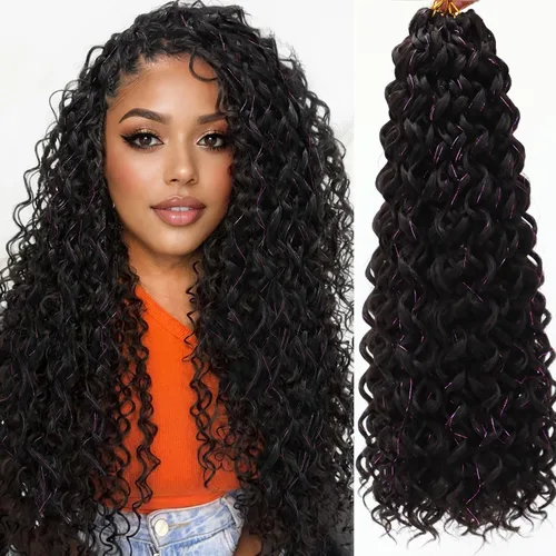 Miniatura 63 de GoGo Curl Crochet Hair 18 pulgadas onda de agua pelo sintético bohemio ganchillo trenzado jengibre onda profunda extensiones de cabello trenzado