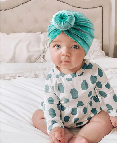 Miniatura 3 de DRESHOW BQUBO Baby Turban Hats Turban Bun Knot Baby Infant Beanie Baby Girl Soft Cute Toddler Cap