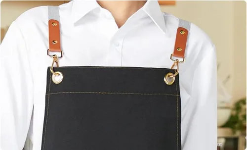 Miniatura 4 de Delantal de chef de lona con espalda cruzada para hombres y mujeres con correas ajustables y bolsillos grandes, delantal de lona