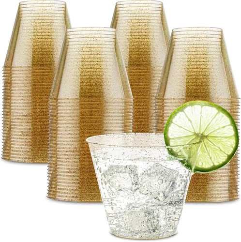 Miniatura 9 de PLASTICPRO Vasos de plástico desechables de 9 onzas, vasos de diseño antiguo, 100 unidades, transparente
