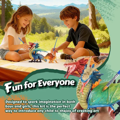 Miniatura 2 de SOLDAY Kits de Pintura de Juguetes de Dragón para Niños Artes y Manualidades Edades 3 6 5 7 9 12 Niños Niñas para Pintar Tus Propias Figuras 3 Dragón