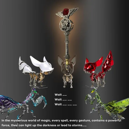 Miniatura 5 de Metalkitor Rompecabezas de metal 3D para adultos, varita mágica para Metalkitor Mantis gigante y modelo Big Fox, adorno Steampunk DIY - Rompecabezas