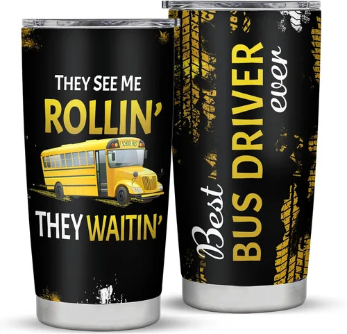 Regalos para conductores de autobús escolar para hombres, vaso de autobús para hombre, regalo de agradecimiento al conductor de autobús, vaso de