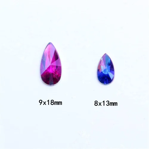 Miniatura 5 de 200 diamantes de imitación de gota de agua, diamantes de imitación de resina con parte trasera plana para manualidades, ropa, decoración de Verde AB