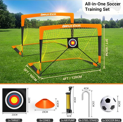 Miniatura 2 de Dimples Excel Redes de Portería de Fútbol para Niños para Patio Trasero 7x5, 5x3.6, 4x3, 3x2.2 pies