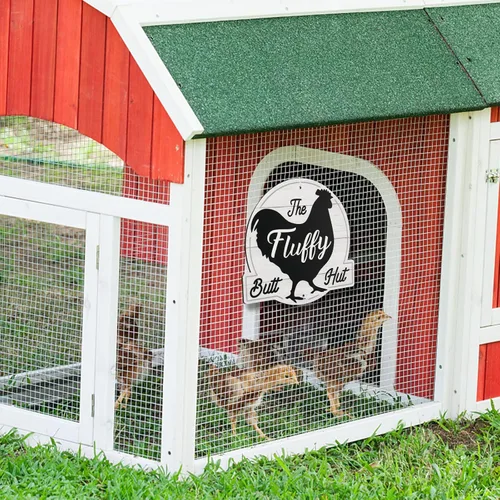 Miniatura 8 de The Fluffy Butt Hut Signs,cartel de gallinero, decoración de cobertizo de pollo para el hogar (blanco)