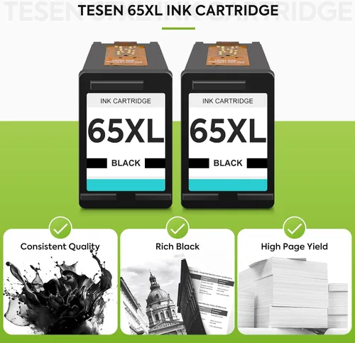 Miniatura 5 de TESEN 65XL Cartucho de tinta negro remanufacturado de reemplazo para HP Ink 65 HP 65 XL HP65XL para uso con HP DeskJet 3755 2655 3752 3722 3723 3758