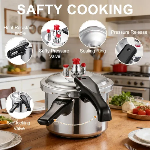 Miniatura 3 de DOITOOL Olla a presión de aluminio 16cm/6.3 pulgadas fondo pequeña olla a presión para estufa de gas e inducción para cocina casera, plateado