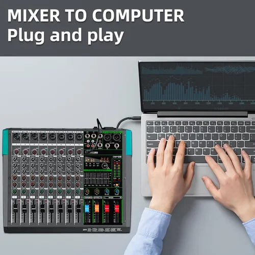 Miniatura 3 de Depusheng PA8 Mezclador de Audio Profesional / Mesa de Mezclas / Consola de Audio de Escritorio, Sistema de Interfaz de 8 Canales, Digital, USB