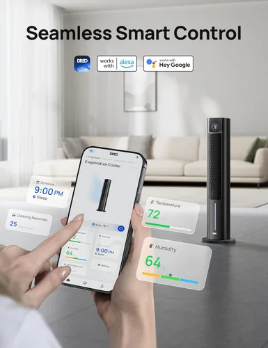 Miniatura 3 de DREO Enfriador evaporativo de pantano de aire, ventiladores de enfriamiento de 43 pulgadas que sopla aire frío 2025 actualizado, ventilador de piso
