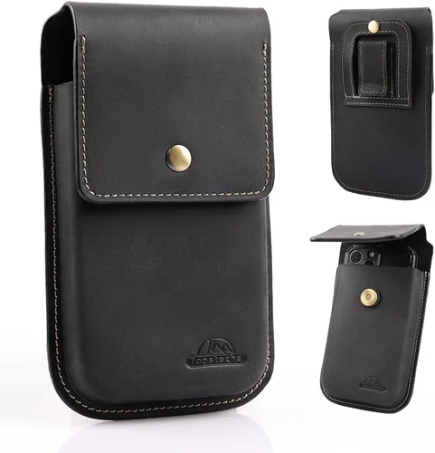 Miniatura 9 de Funda de cuero Topstache para teléfono para hombres - Funda con cierre magnético para iPhone 17/16/15/14/13/12 - Funda de cinturón de cuero con clip